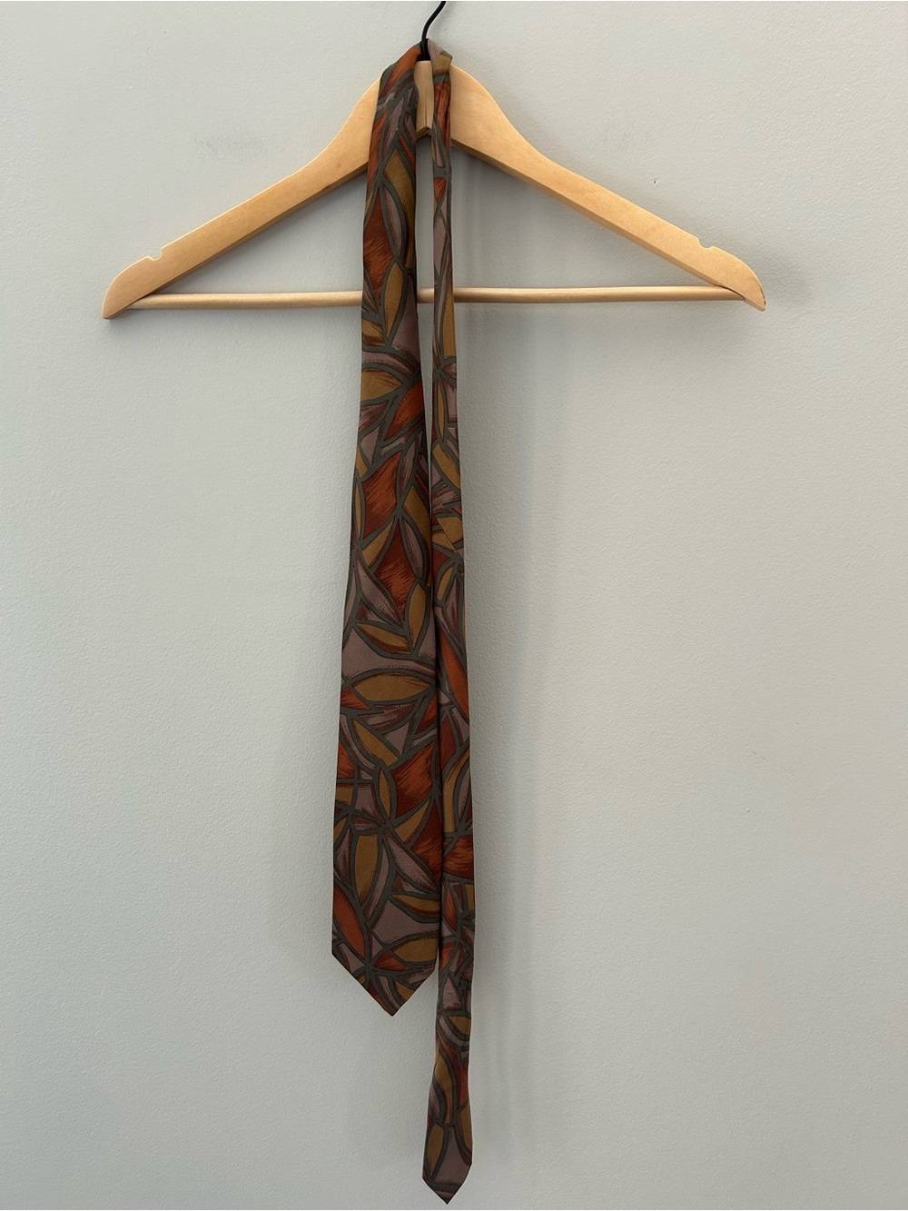 Oscar De La Renta Vintage Silk Abstract Floral Muted Androgyneous Neck Tie - Picture 4 of 6